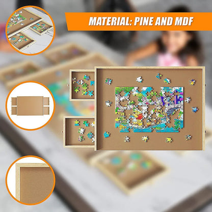 Wooden Jigsaw Puzzle Table Board Storage Table Tray Puzzle For Adult Kid - Mekamart Australia