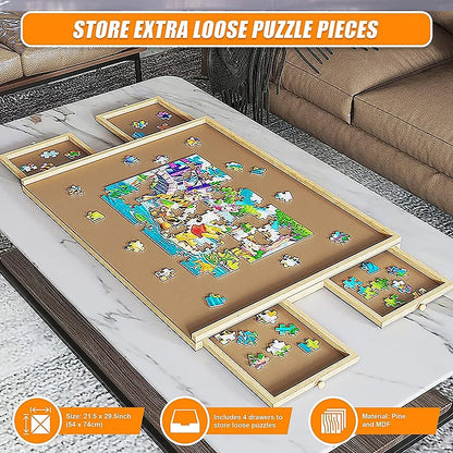 Wooden Jigsaw Puzzle Table Board Storage Table Tray Puzzle For Adult Kid - Mekamart Australia