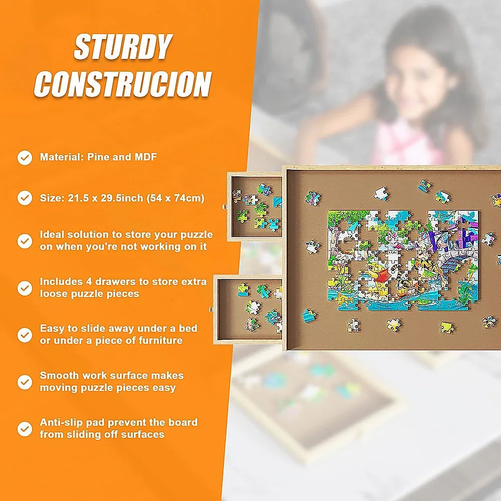 Wooden Jigsaw Puzzle Table Board Storage Table Tray Puzzle For Adult Kid - Mekamart Australia