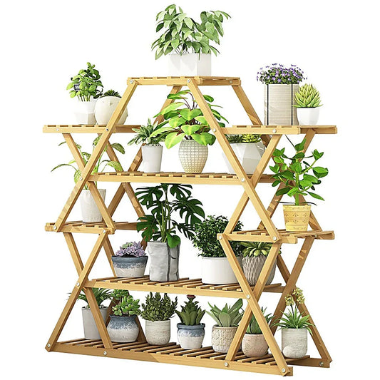 Bamboo Multilayer Flower Plant Bonsai Rack Shelf Stand Porch Lawn Patio - Mekamart Australia