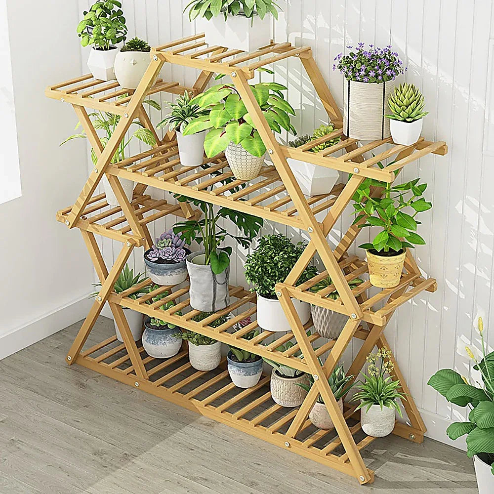 Bamboo Multilayer Flower Plant Bonsai Rack Shelf Stand Porch Lawn Patio - Mekamart Australia