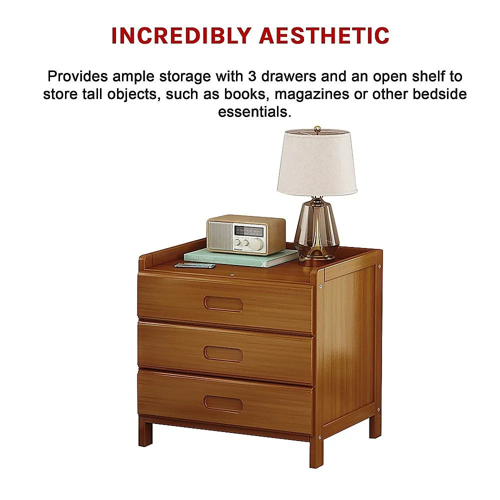 Bamboo Bedside Table Nightstand Storage Bedroom Sofa Side Stand - Mekamart Australia