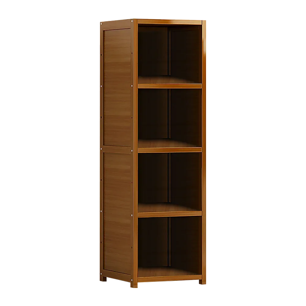 Bamboo 4-Shelf Bookcase – Adjustable Display Storage Rack Stand for Living Room, Bedroom, Office or Home Organisation - Mekamart Australia