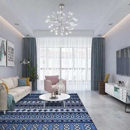 200x300cm Large Floor Blue Ethnic Rug – Modern Area Carpet for Bedroom & Lounge - Mekamart Australia