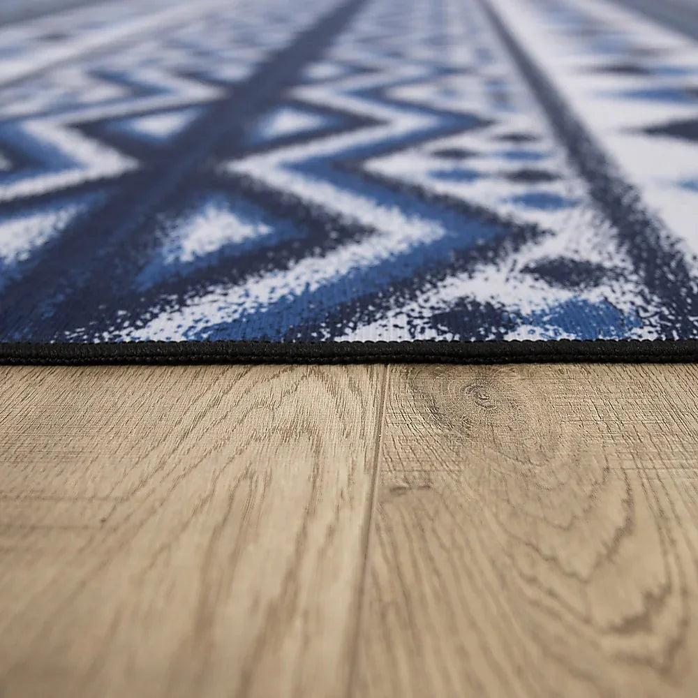 200x300cm Large Floor Blue Ethnic Rug – Modern Area Carpet for Bedroom & Lounge - Mekamart Australia