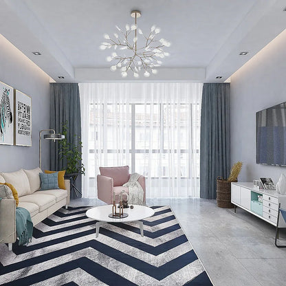 200x300cm Large Floor Blue Chevron Stripes Rug – Modern Area Carpet for Bedroom & Lounge - Mekamart Australia