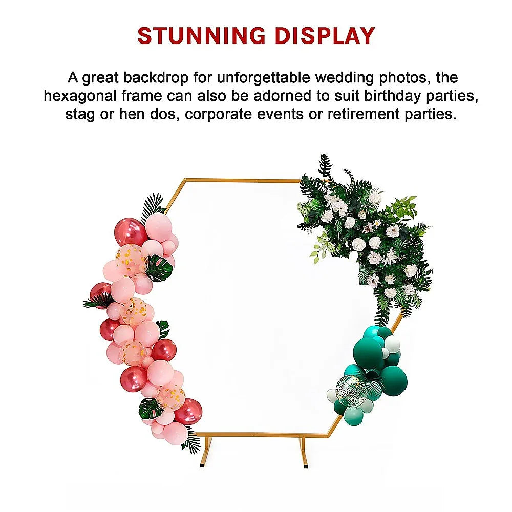 2M Wedding Hex Arch Backdrop Flower Display Stand Frame Background - Mekamart Australia