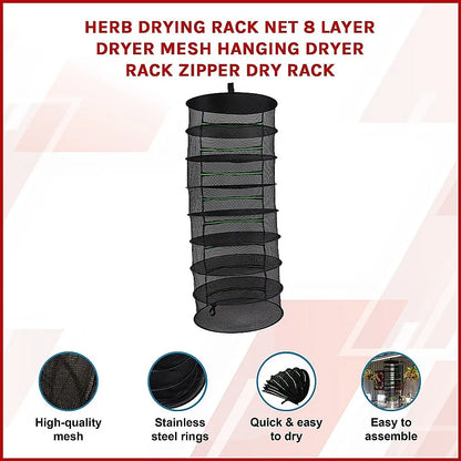 Herb Drying Rack Net 8 Layer Dryer Mesh Hanging Dryer Rack Zipper Dry Rack - Mekamart Australia