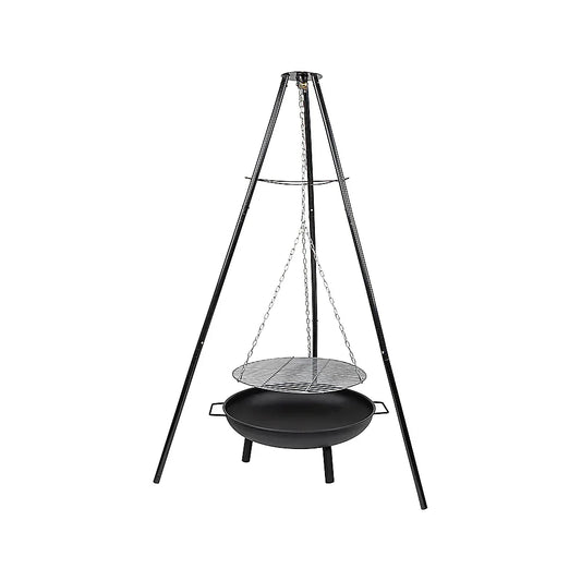 Tripod Garden Fire Pit BBQ – Cast Iron & Steel Round Outdoor Fire Bowl - Mekamart Australia