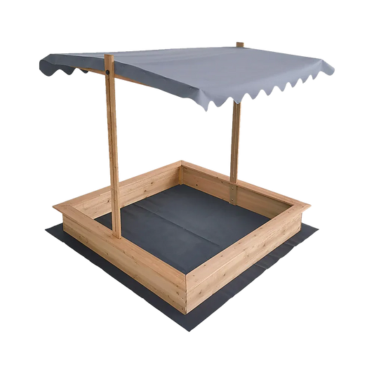 Kids Wooden Toy Sandpit with Adjustable Canopy - Mekamart Australia