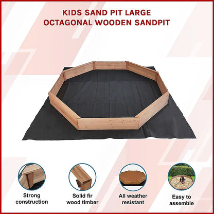 Kids Sand Pit Large Octagonal Wooden Sandpit - Mekamart Australia