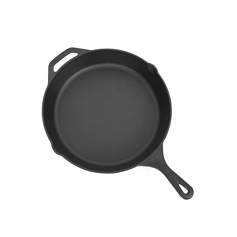 Non-stick Frying Pan Cast Iron Steak Skillet Round BBQ Grill Cookware 30cm - Mekamart Australia
