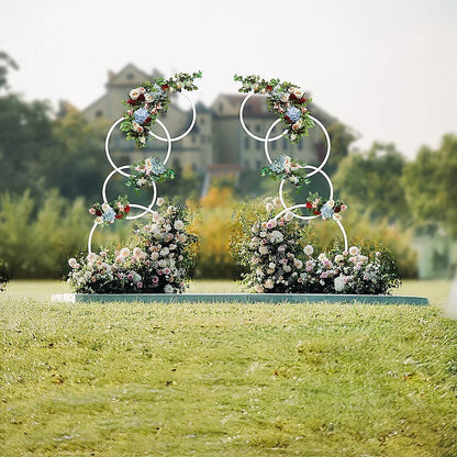 2pcs Round Wedding Arch Backdrop Rings Loops Flower Balloon Lawn Row Stand - Mekamart Australia