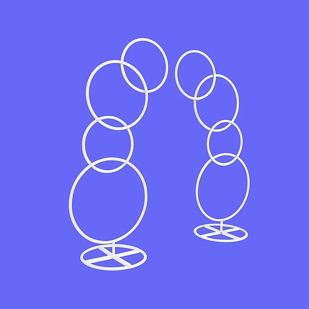 2pcs Round Wedding Arch Backdrop Rings Loops Flower Balloon Lawn Row Stand - Mekamart Australia