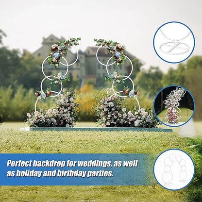 2pcs Round Wedding Arch Backdrop Rings Loops Flower Balloon Lawn Row Stand - Mekamart Australia