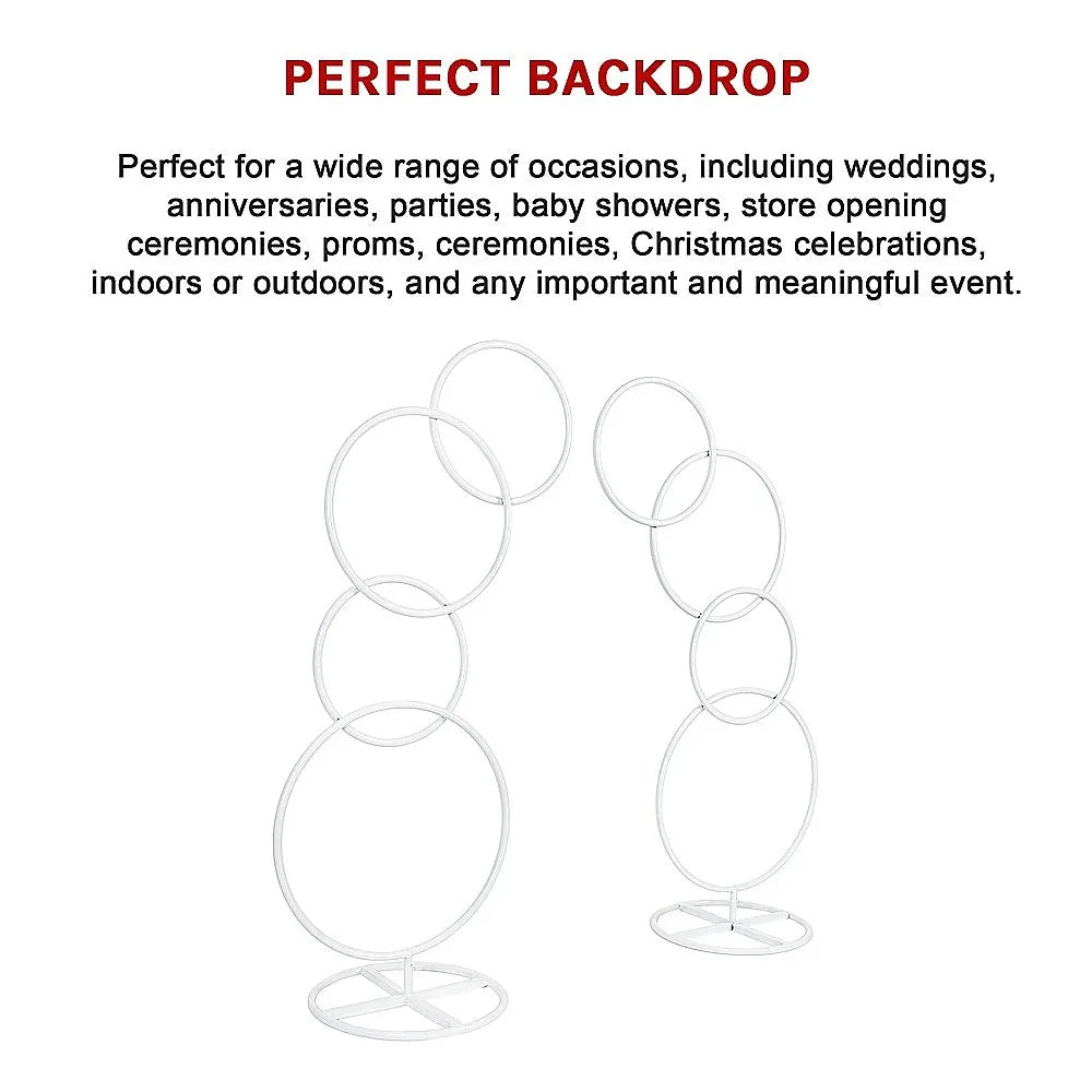 2pcs Round Wedding Arch Backdrop Rings Loops Flower Balloon Lawn Row Stand - Mekamart Australia