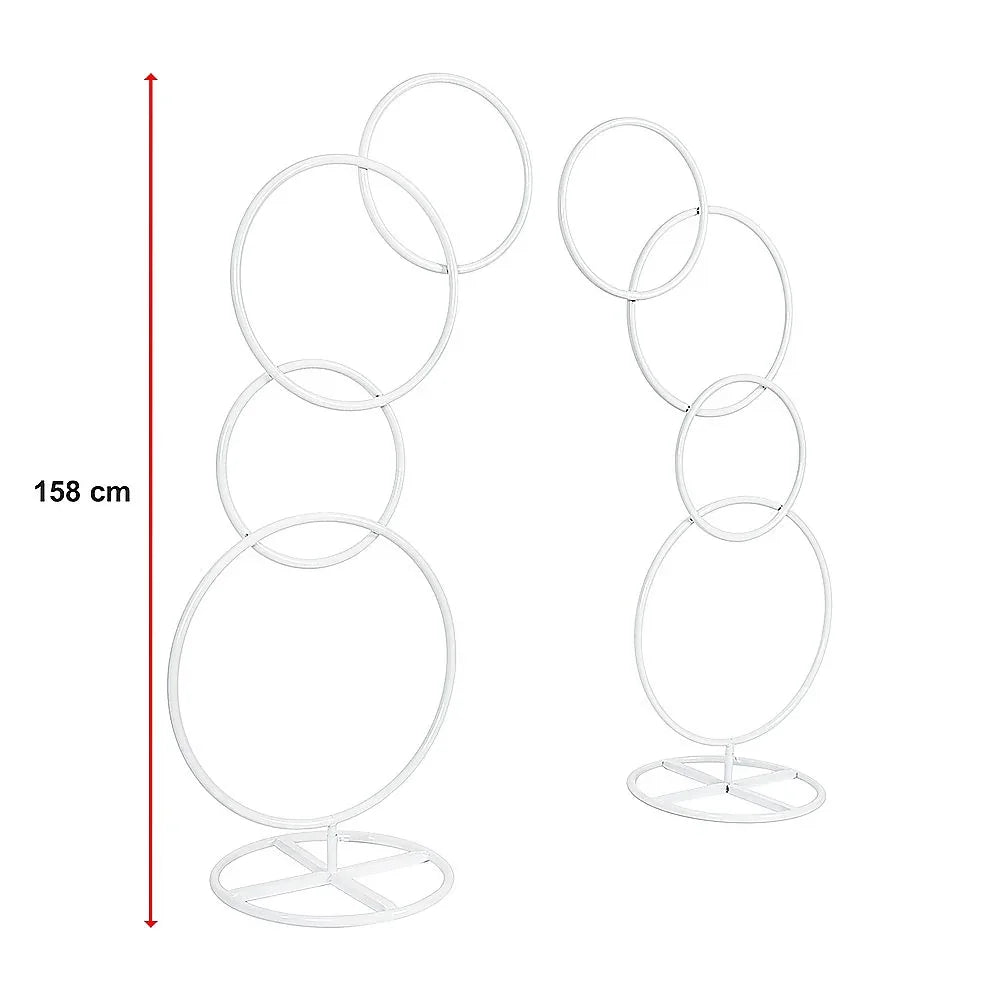 2pcs Round Wedding Arch Backdrop Rings Loops Flower Balloon Lawn Row Stand - Mekamart Australia