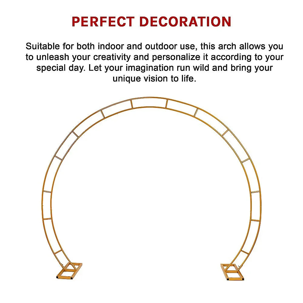 260cm Gold Metal Wedding Arch Round Balloon Birthday Party - Mekamart Australia