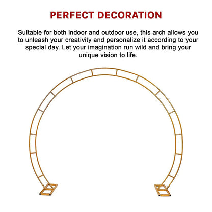 260cm Gold Metal Wedding Arch Round Balloon Birthday Party - Mekamart Australia