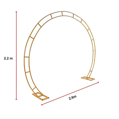 260cm Gold Metal Wedding Arch Round Balloon Birthday Party - Mekamart Australia