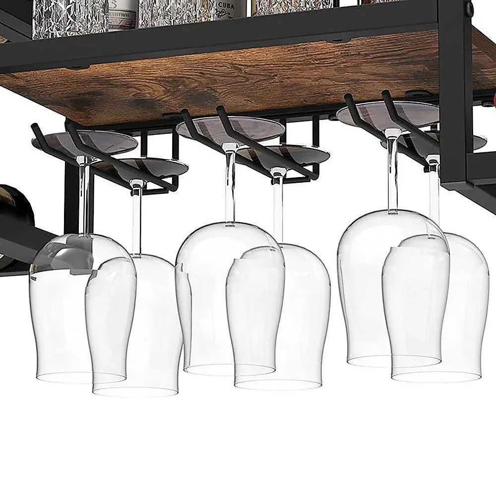 Wall Mounted Wine Rack 3 Stem Glass Holder Storage Organiser - Mekamart Australia