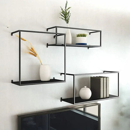 Floating Shelves Retro Industrial Ledge Black Metal Display Stand - Mekamart Australia