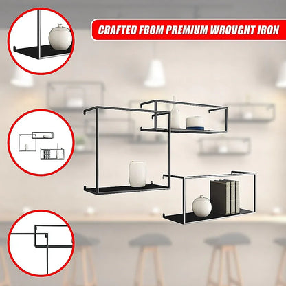 Floating Shelves Retro Industrial Ledge Black Metal Display Stand - Mekamart Australia