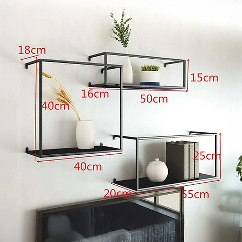 Floating Shelves Retro Industrial Ledge Black Metal Display Stand - Mekamart Australia