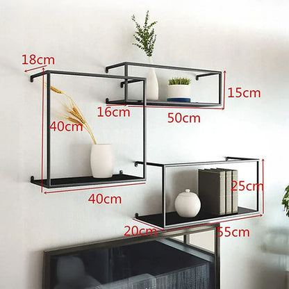 Floating Shelves Retro Industrial Ledge Black Metal Display Stand - Mekamart Australia