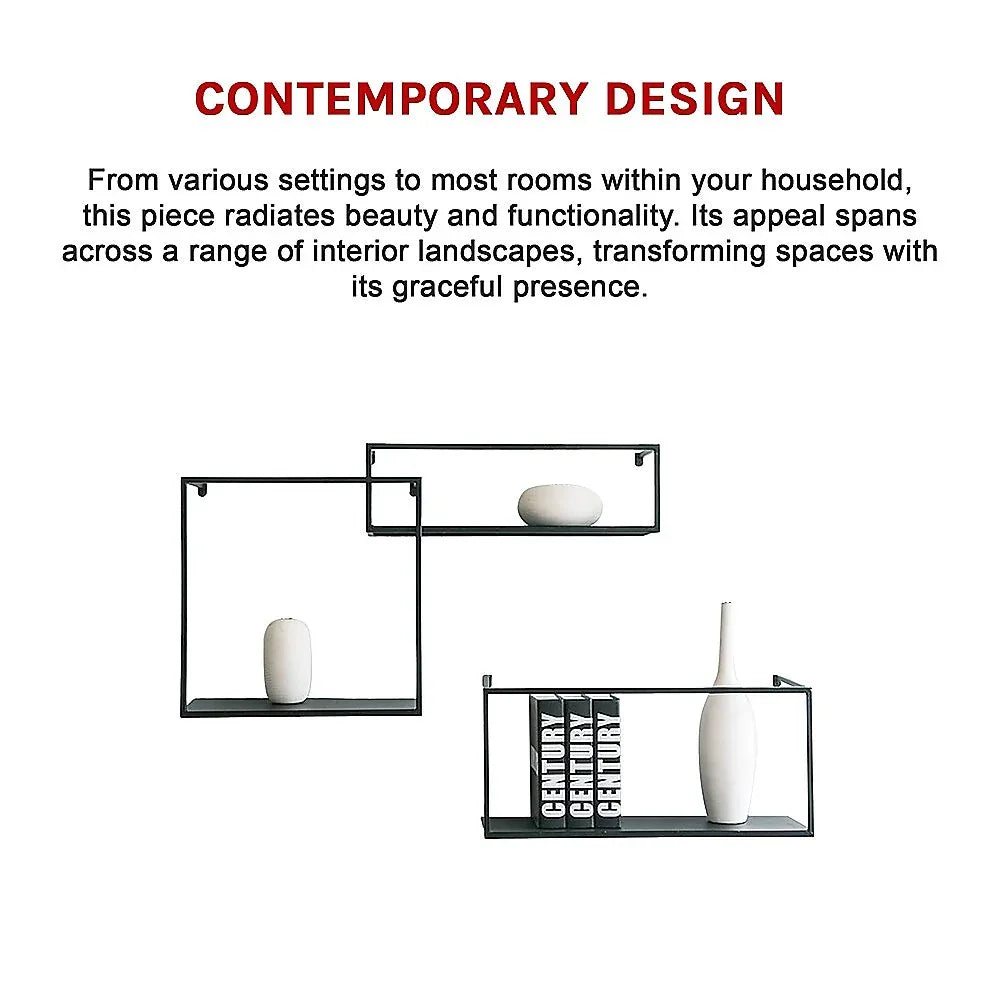 Floating Shelves Retro Industrial Ledge Black Metal Display Stand - Mekamart Australia