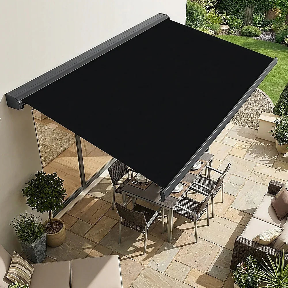 4.0m x 3.0m Retractable Folding Arm Awning Heavy Duty Full Cassette Motorised - Mekamart Australia