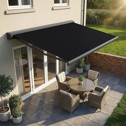 4.0m x 3.0m Retractable Folding Arm Awning Heavy Duty Full Cassette Motorised - Mekamart Australia