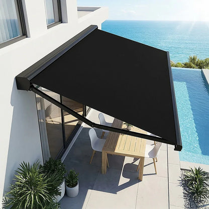 5.5m x 3.0m Retractable Folding Arm Awning Heavy Duty Full Cassette Motorised - Mekamart Australia
