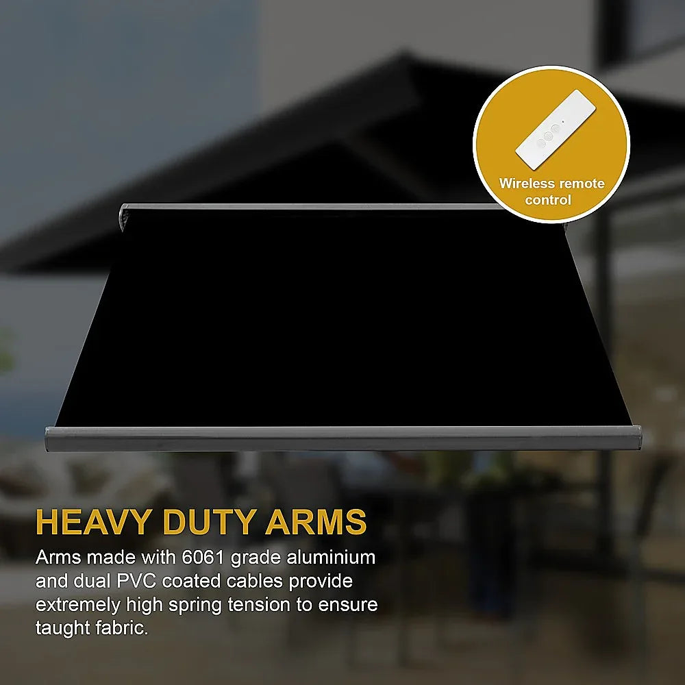 5.5m x 3.0m Retractable Folding Arm Awning Heavy Duty Full Cassette Motorised - Mekamart Australia