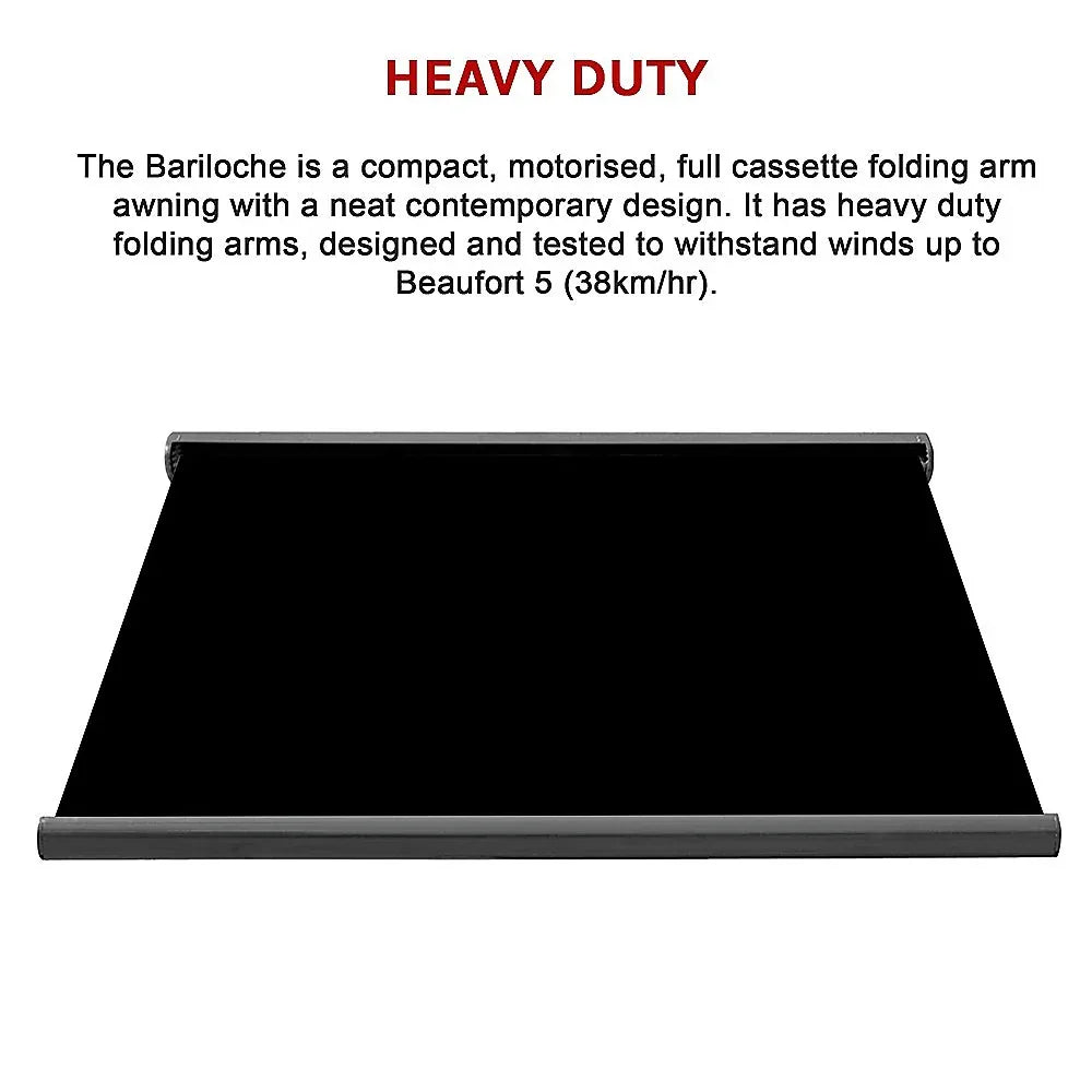 5.5m x 3.0m Retractable Folding Arm Awning Heavy Duty Full Cassette Motorised - Mekamart Australia