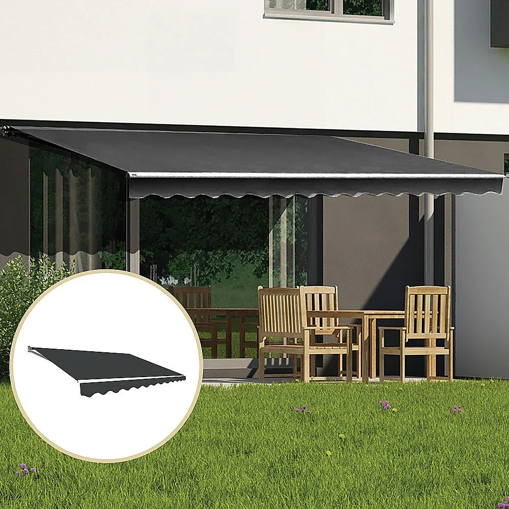 Outdoor Folding Arm Awning Retractable Sunshade Canopy Grey 3.0m x 2.5m - Mekamart Australia