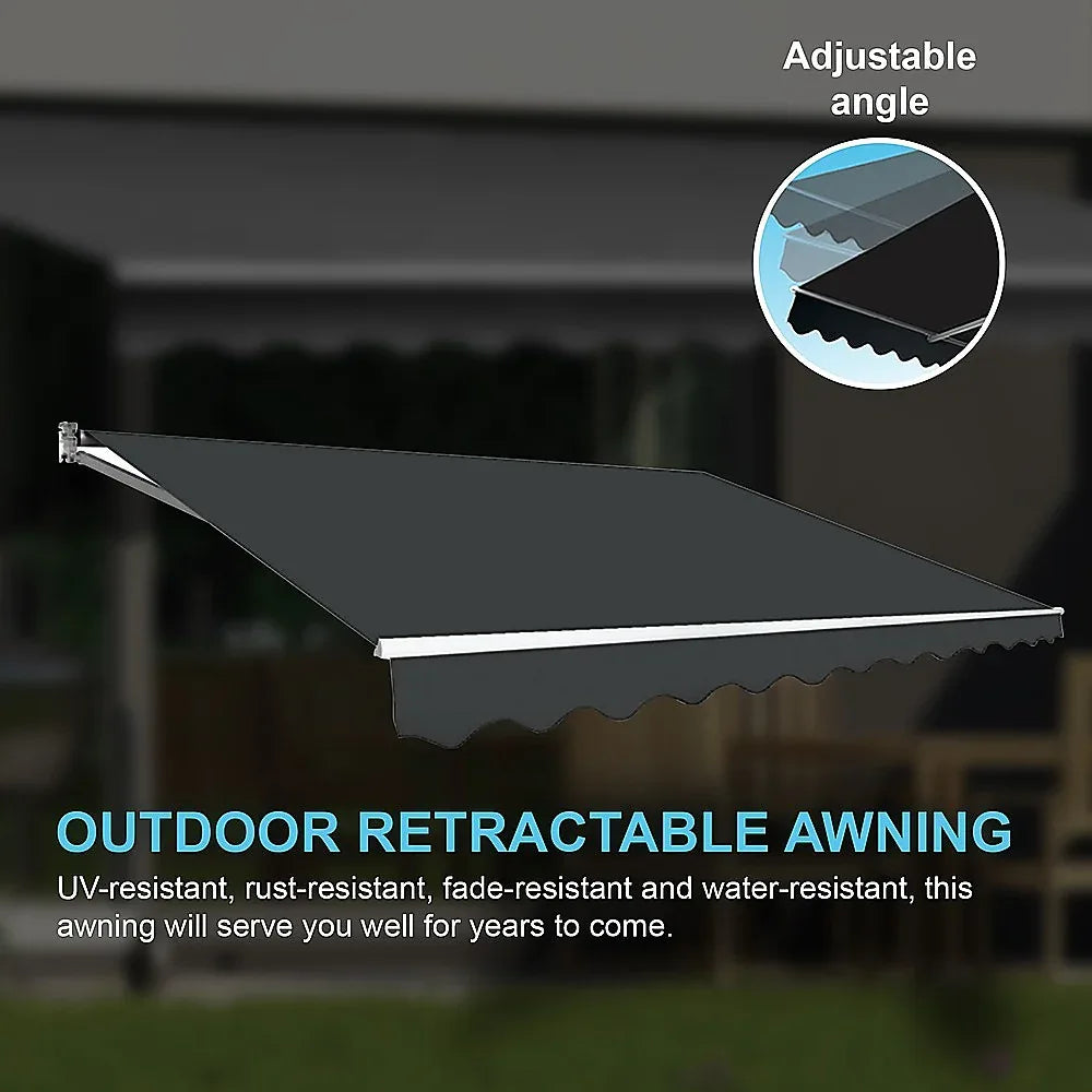 Outdoor Folding Arm Awning Retractable Sunshade Canopy Grey 3.0m x 2.5m - Mekamart Australia