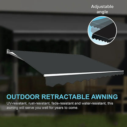 Outdoor Folding Arm Awning Retractable Sunshade Canopy Grey 3.0m x 2.5m - Mekamart Australia