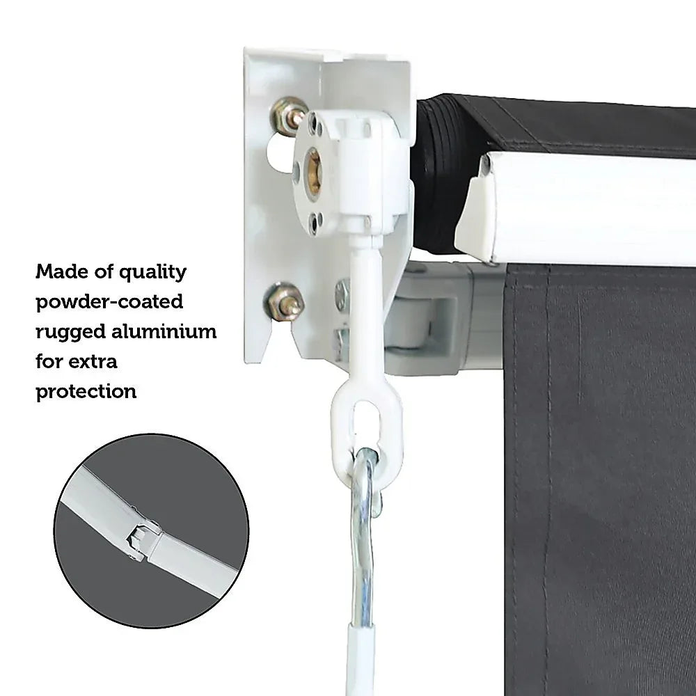 Outdoor Folding Arm Awning Retractable Sunshade Canopy Grey 3.0m x 2.5m - Mekamart Australia