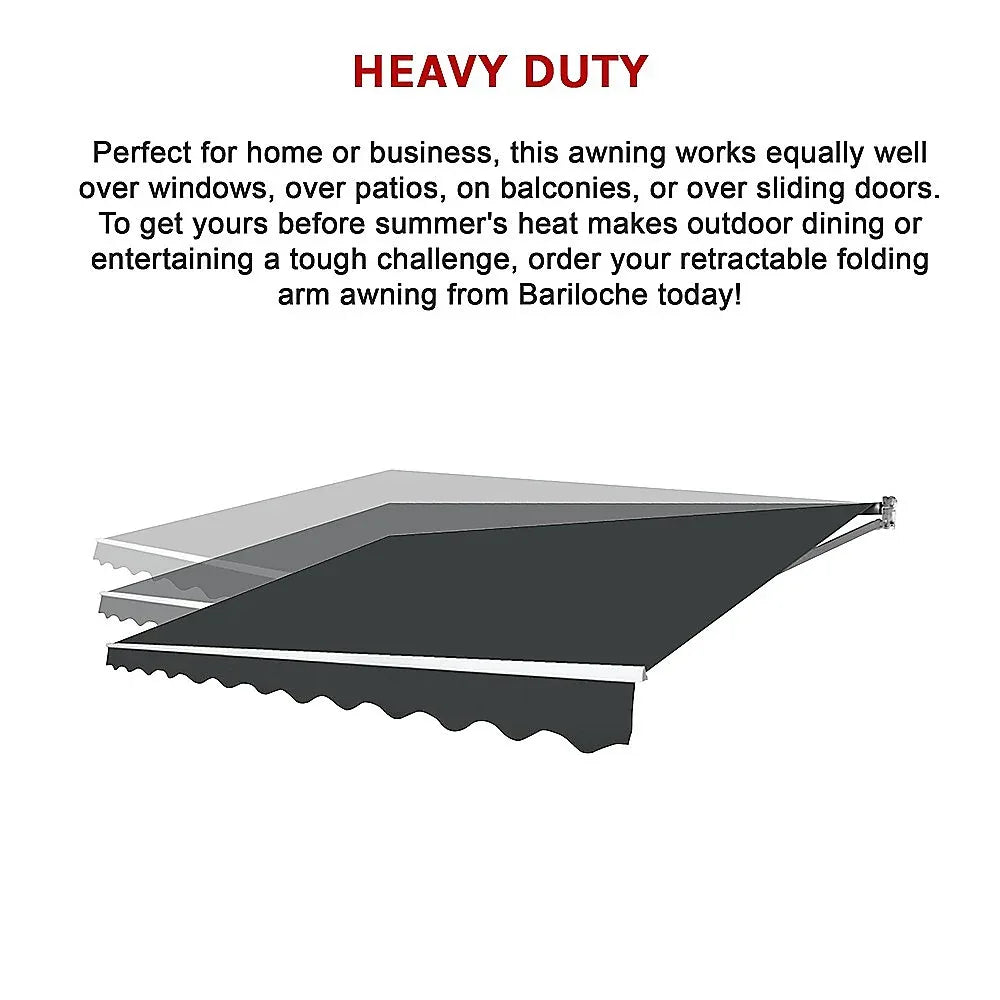 Outdoor Folding Arm Awning Retractable Sunshade Canopy Grey 3.0m x 2.5m - Mekamart Australia