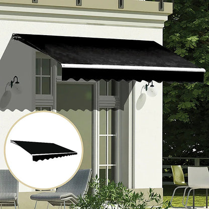 Outdoor Folding Arm Awning Retractable Sunshade Canopy Black 3.0m x 2.5m - Mekamart Australia