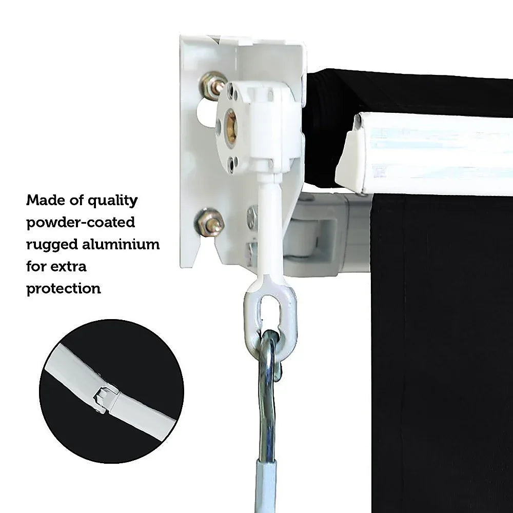 Outdoor Folding Arm Awning Retractable Sunshade Canopy Black 3.0m x 2.5m - Mekamart Australia