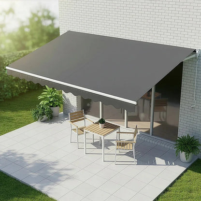 Outdoor Folding Arm Awning Retractable Sunshade Canopy Grey 4.0m x 2.5m - Mekamart Australia