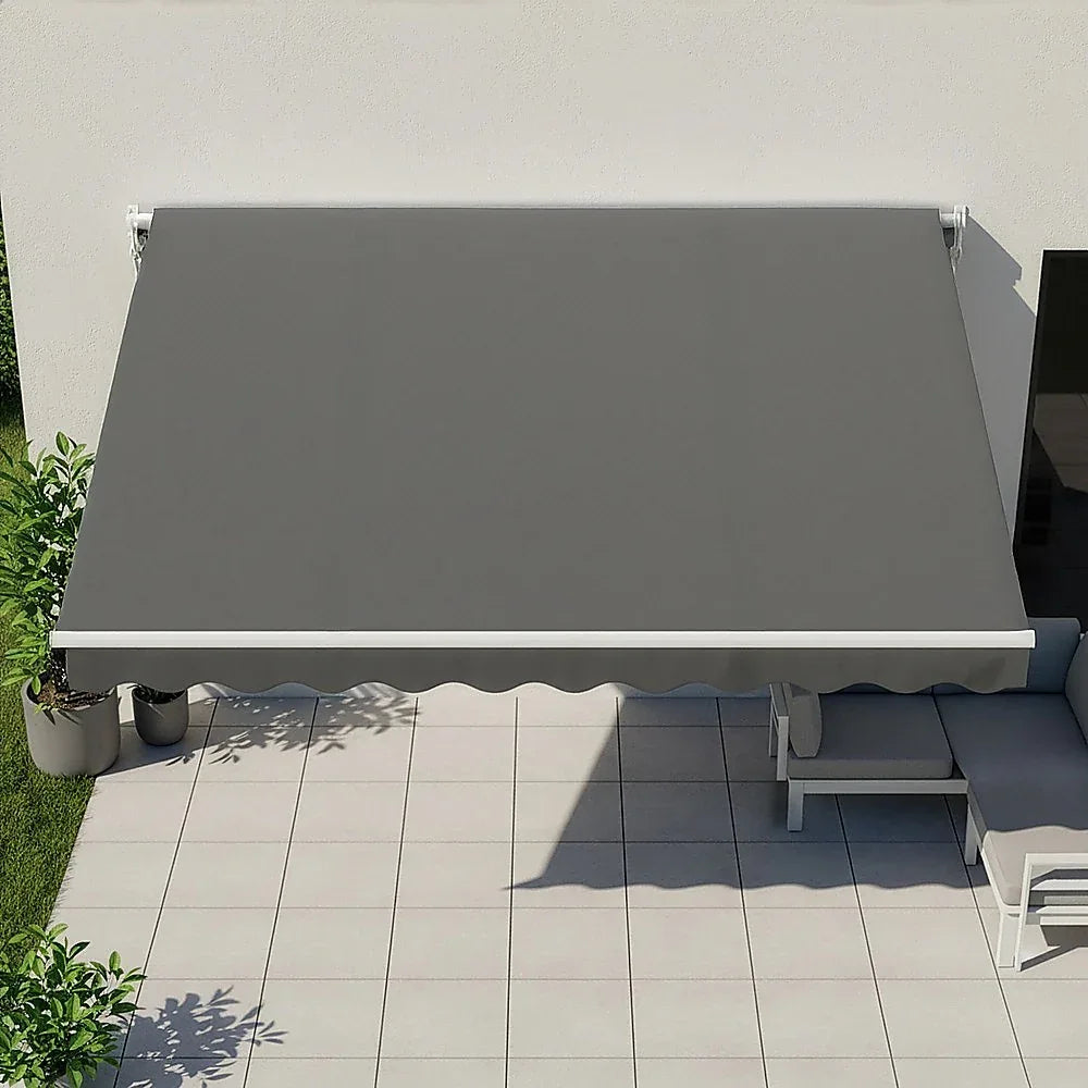 Outdoor Folding Arm Awning Retractable Sunshade Canopy Grey 4.0m x 2.5m - Mekamart Australia