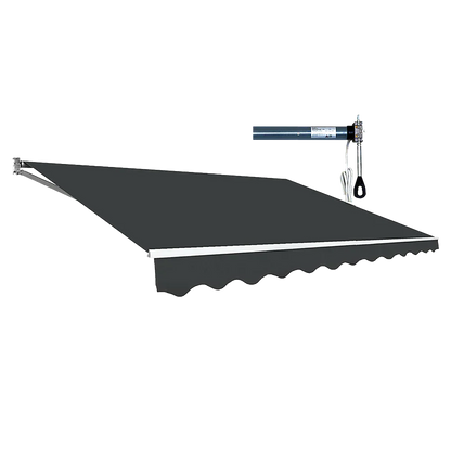 Outdoor Folding Arm Awning Retractable Sunshade Canopy Grey 4.0m x 2.5m - Mekamart Australia
