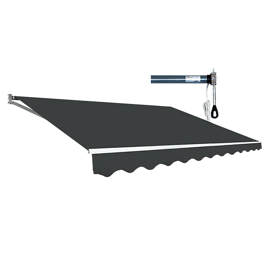 Outdoor Folding Arm Awning Retractable Sunshade Canopy Grey 4.0m x 2.5m - Mekamart Australia