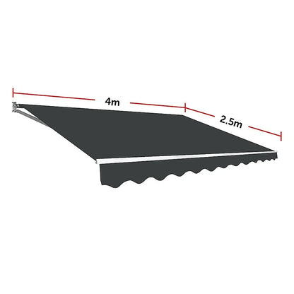 Outdoor Folding Arm Awning Retractable Sunshade Canopy Grey 4.0m x 2.5m - Mekamart Australia
