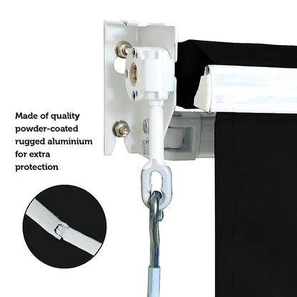 Outdoor Folding Arm Awning Retractable Sunshade Canopy Black 4.0m x 2.5m - Mekamart Australia