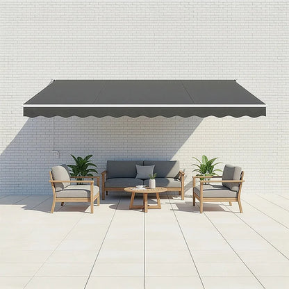 Outdoor Folding Arm Awning Retractable Sunshade Canopy Grey 5.0m x 2.5m - Mekamart Australia