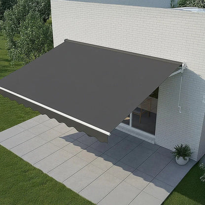 Outdoor Folding Arm Awning Retractable Sunshade Canopy Grey 4.0m x 3.0m - Mekamart Australia